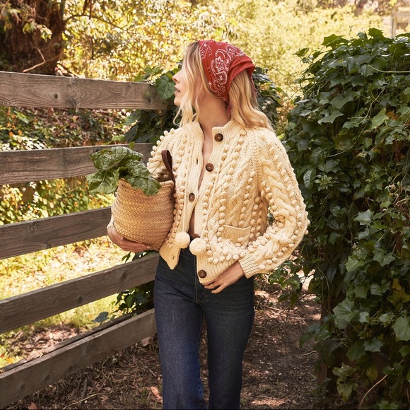 Doen Pomme Cotton Cardigan in cream - Picture 5 of 8